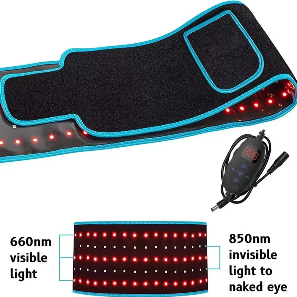 Red &Infrared LED Light Therapy Belt 850Nm 660Nm Back Pain Relief Wrap Burn Fat Belt Slimming Machine Waist Heat Pad Full Body