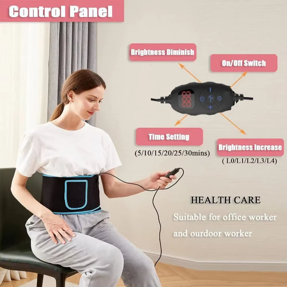 Red &Infrared LED Light Therapy Belt 850Nm 660Nm Back Pain Relief Wrap Burn Fat Belt Slimming Machine Waist Heat Pad Full Body